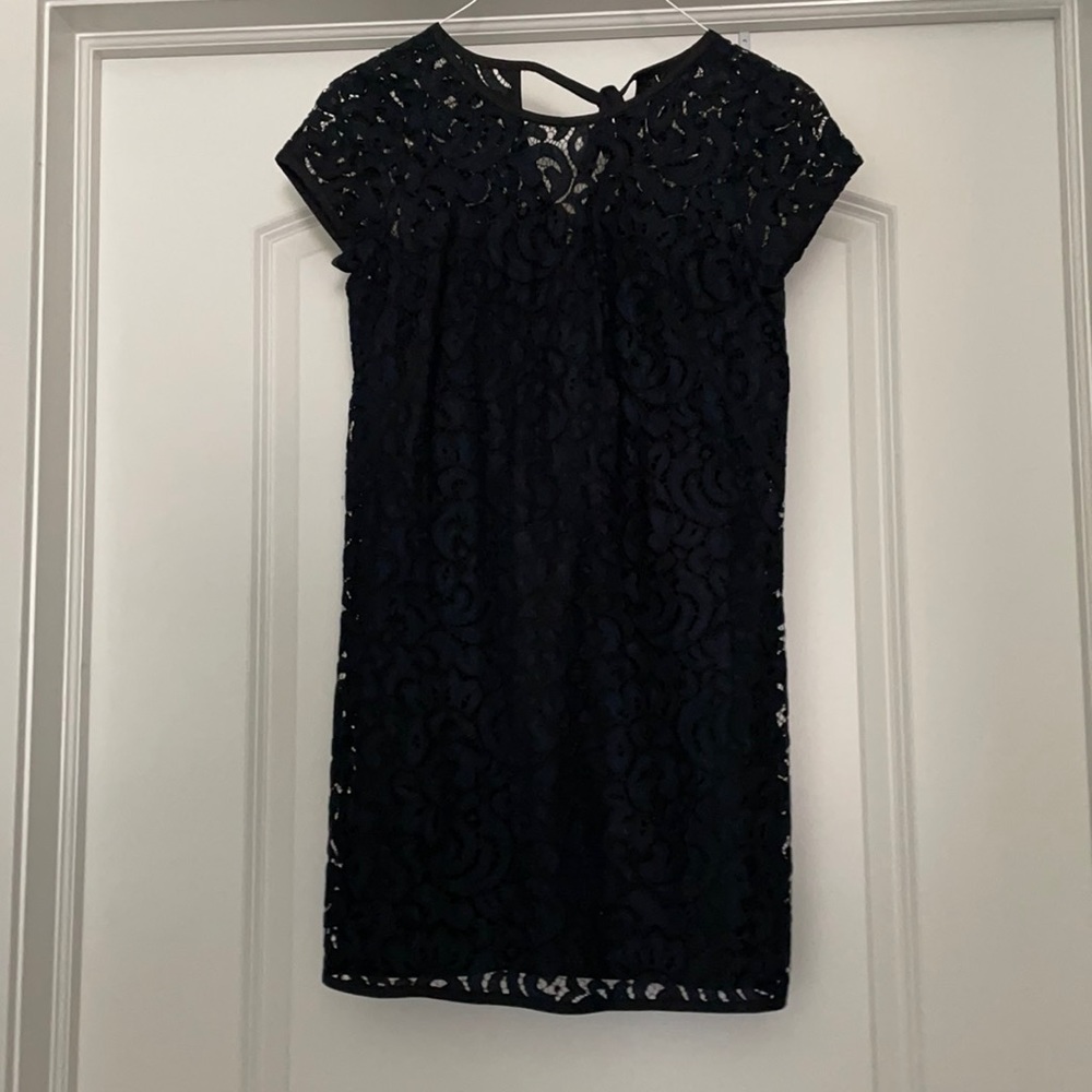 Loft lace dress great for wedding season. Navy.